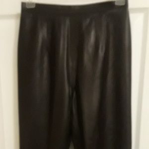Carina Black leather straight legged pants